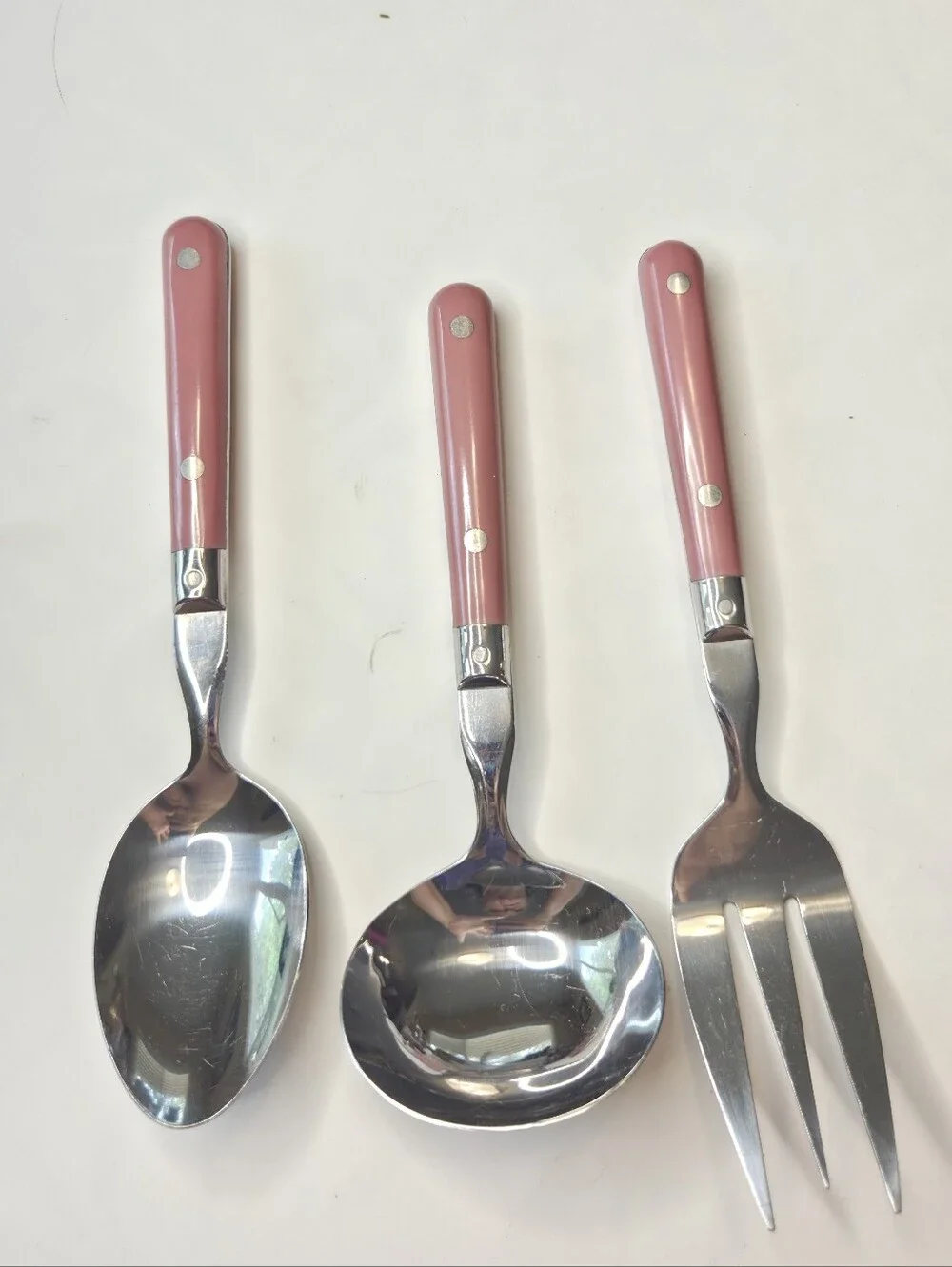 Washington Forge MARDI GRAS Stainless MAUVE Serving Set Fork Ladle Spoon